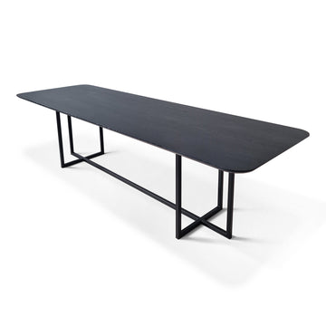 Chrome-tafel in massief zwart eiken 