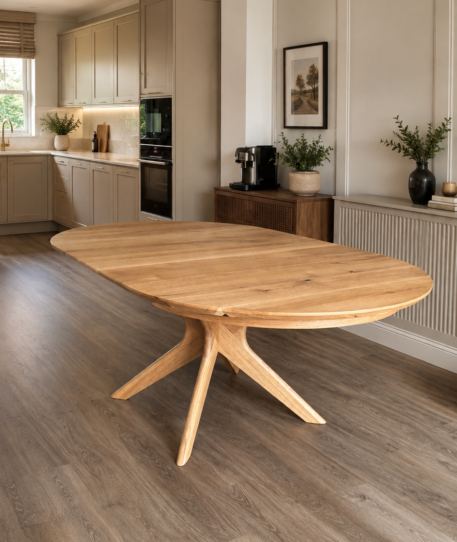 Bibi Uitschuifbare Ronde Eettafel van Massief Eiken | S10Home
