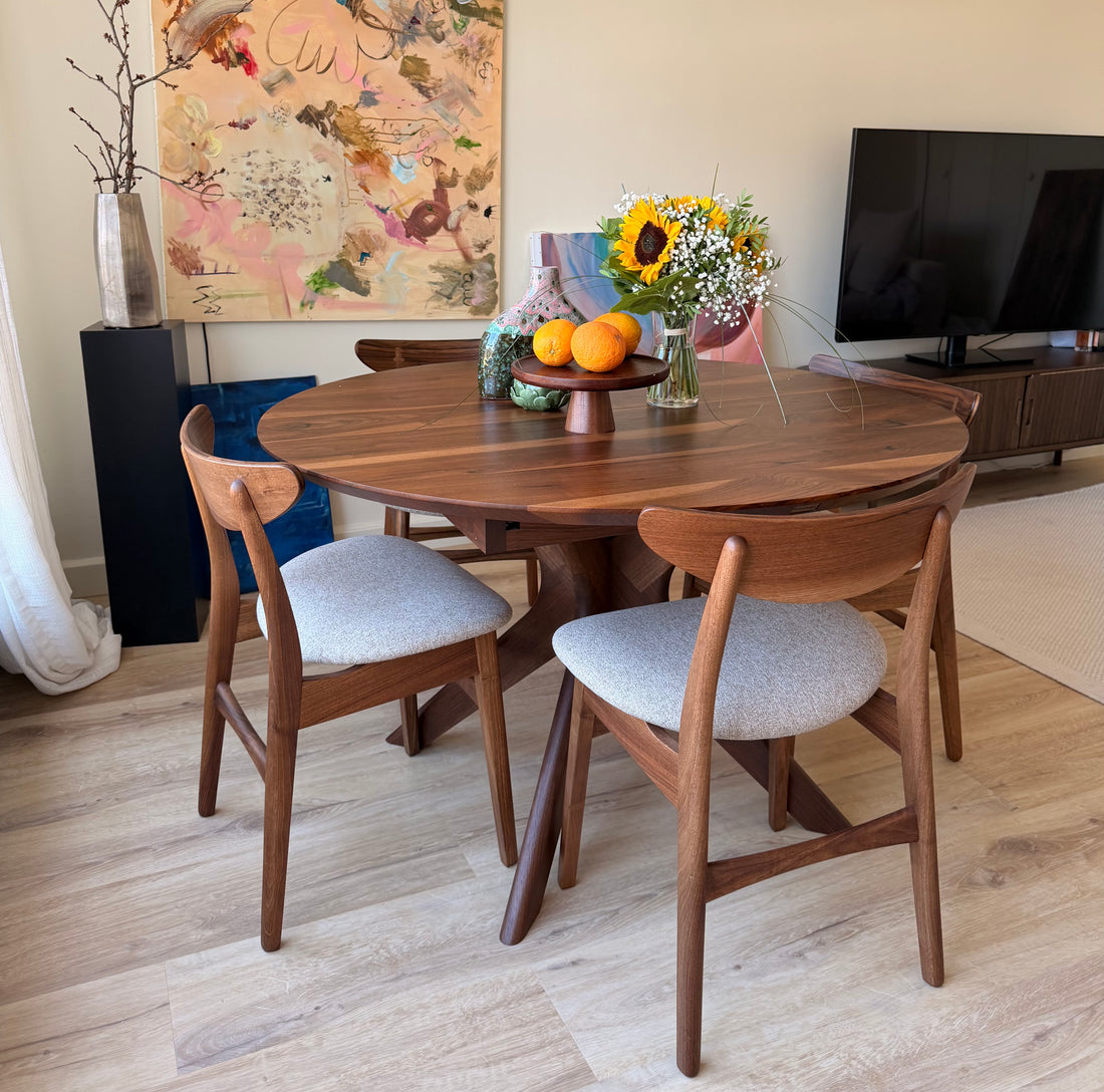 Bibi Uitschuifbare Ronde Eettafel van Walnoot 