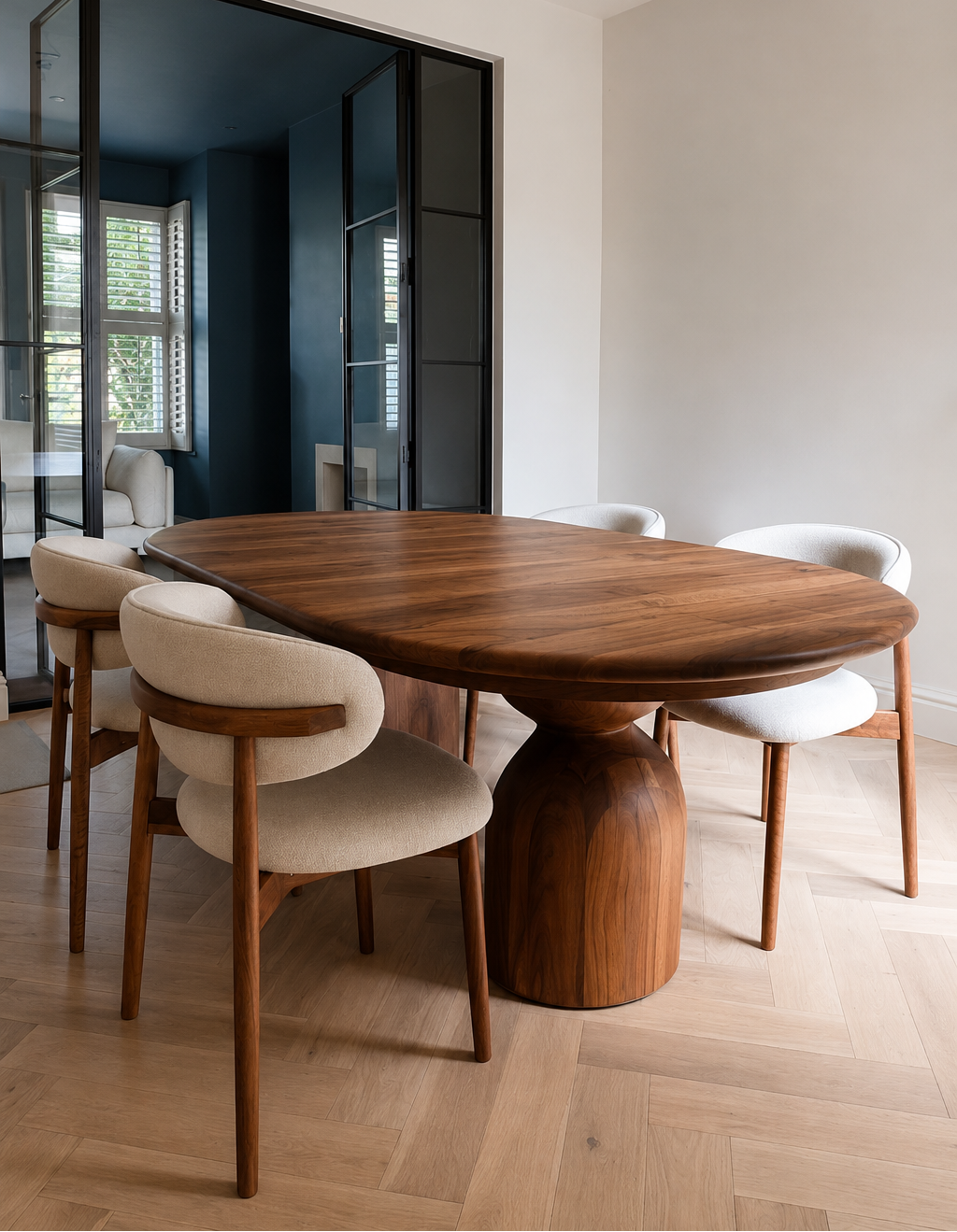 Loulou Extendable Round Walnut Dining Table