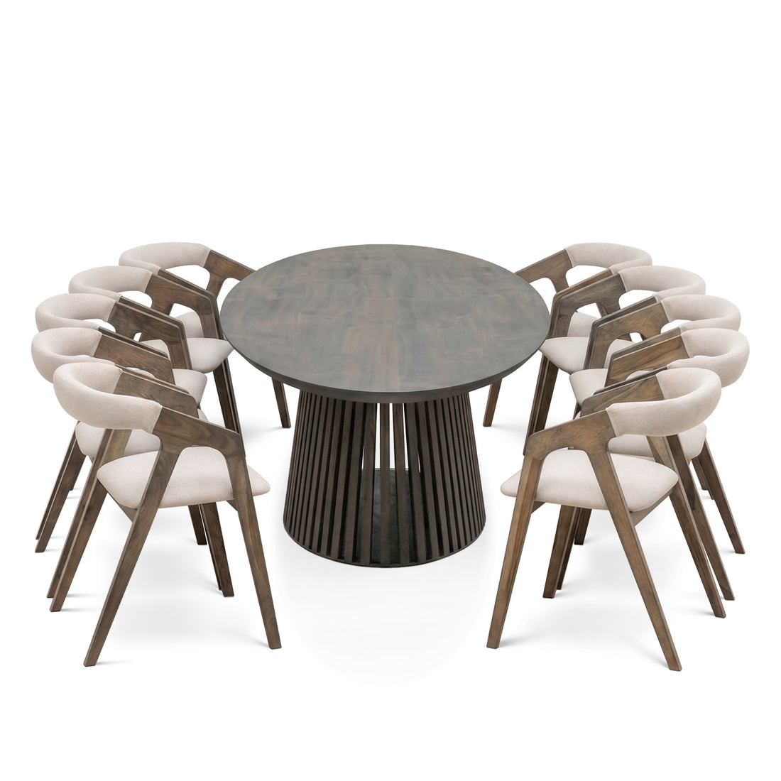 Bibi Uitbreidbare ronde eettafel in massief eiken