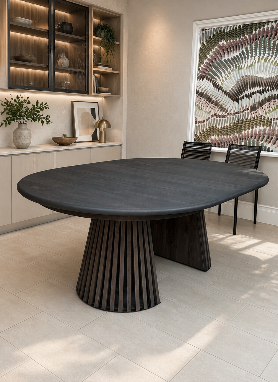 Vivien Verlengbare Ronde Eettafel in Charcoal Walnoot S10Home