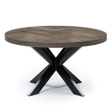 Astrid visgraat ronde salontafel in charcoal eiken | S10Home