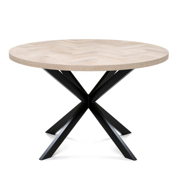 Astrid Extendable Round Herringbone Dining Table in Cotton Oak | S10Home
